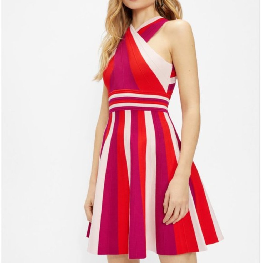 Ted Baker Metropolis Striped Knit Skater Dress 4 USA size 12